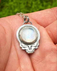 Sterling Silver Rainbow Moonstone Stealie - Bild 1 von 2