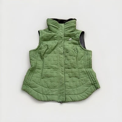 Colete sem mangas vintage Y2K Nike feminino verde com zíper completo isolado tamanho P 4-6 - Imagem 1 de 4
