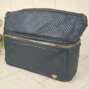 PurseN Heat Resistant Stylist Travel Case Greek Navy Vegan Leather Hair Makeup - Picture 1 of 13