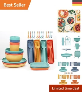 Unzerbrechliches und Praktisches 48-teiliges Geschirr Set für Familien-Ausflüge - Bild 1 von 9