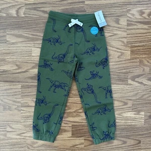 Carter’s Toddler Boys 5T Dinosaur Fleece Pull On Jogger Sweatpants Green NWT! - Picture 1 of 6
