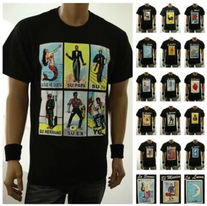 Camiseta Negra Estampada LOTERÍA para Hombre Borracho Diversión Mexicana Clásica Juego FiestaFiesta - Imagen 1 de 9
