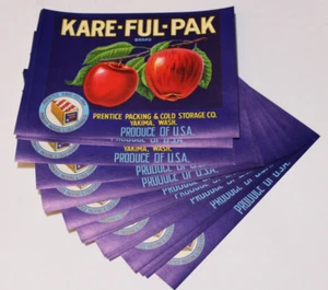 Original 25 KARE-FUL-PAK half box apple crate labels Yakima WA wholesale - Picture 1 of 2
