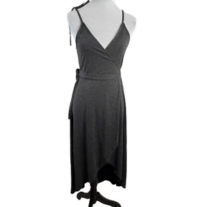 Anama Women's True Wrap Dress M Dark Grey Adjustable Spaghetti Straps Hi Lo Hem - Picture 1 of 11