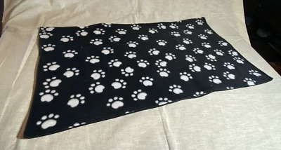 Dog Couch Pad/Mat, Black w/White Paw Prints, 16 x 29, Handmade, New - Image 1 of 3