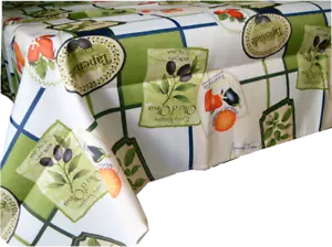 Var Size Vegetables Olives Polyester Print Fabric Tablecloth Multi-Color Thin - Picture 1 of 6
