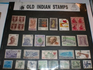 INDIA STAMPS-USED & RARE 31 INDIAN STAMPS-1965/68 & EARLY 80's-ON DISPLAY SHEET - Picture 1 of 12