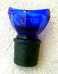 WYETH Bro. vintage años 20/30 Tapón de lavado de ojos de vidrio AZUL COBALTO, lote #24 - Imagen 1 de 6