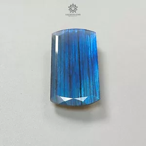 78.20cts AAA+ Blue Labradorite Baguette Cabochon Faceted Gemstone 46*24mm 1Pc - Picture 1 of 5