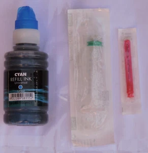 Tinta de la marca IJ de un solo tinte cian 100 ml con boquilla de jeringa para rellenar cartuchos - Imagen 1 de 1