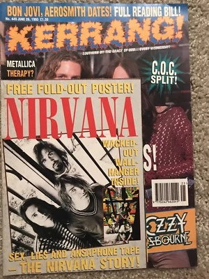 KERRANG U.K. Metal Magazine #449 1993 Nirvana Poster Black Crowes Ozzy Metallica - Image 1 of 2