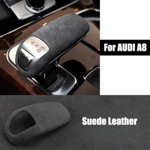 Gray Suede Leather Car Gear Shift Knob Cover Trim For Audi A8 2011-2017 - Foto 1 di 6