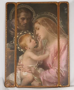 NWOT Holy Family Wooden Wood Plaque Wall Decor 11" x 15” Gold Accents Jesus Mary - Picture 1 of 10
