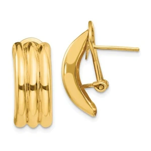 14k 14kt Yellow Gold Omega Post Earrings 20 mm X 8 mm - Picture 1 of 3