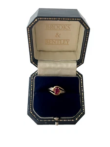 Ruby and Diamond Ring 9ct Gold Diamond and Ruby Twist Gold Ring - Size K 1/2 - Picture 1 of 14