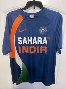 Cricket shirt Sahara India Team 2010 Nike Dry Fit Jersey Blue Men's L *As-Is*