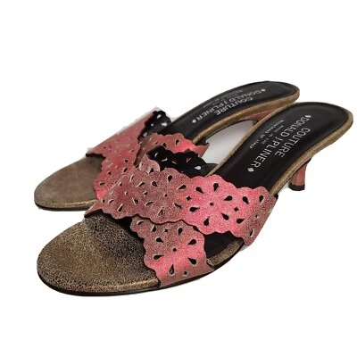 Donald J Pliner Women sandals Slide On Kitten Heel pink bronze metallic Sz 7 new - Image 1 of 4