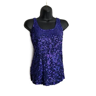 Camiseta sin mangas Charlotte Russe púrpura lentejuelas talla S Y2K fiesta ropa de club nocturno Cyber Bling Foto 1 de 4