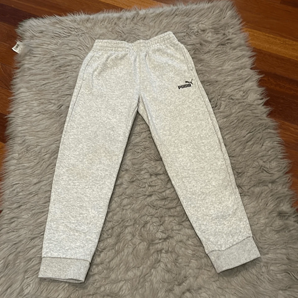 Calça de moletom Puma meninos cinza e preto logotipo algodão tamanho médio - Imagem 1 de 4