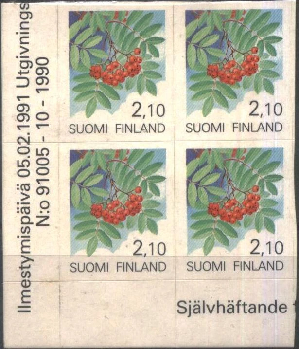 Mint  stamp imperforate in block Flora Fruit Tree 1991 from Frinland - Image 1 of 1