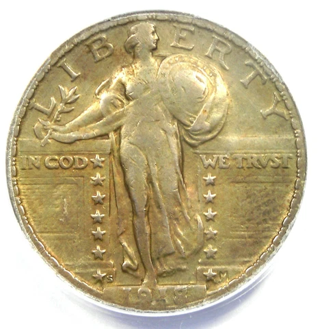 1918/7-S Standing Liberty Quarter 25C Coin. Certified ANACS VF30 - Rare Overdate Cover