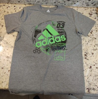 Camiseta de fútbol juvenil Adidas talla M 10/12 gris manga corta Foto 1 de 3