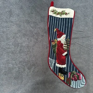 Vintage wool needlepoint Christmas stocking Old World Santa NOS 19” 1993 - Picture 1 of 5