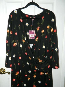 Neu mit Etikett Joe Browns Damen Plus schwarz Blumendruck Wickeloptik vorne V-Ausschnitt KLEID * 26 - Bild 1 von 4
