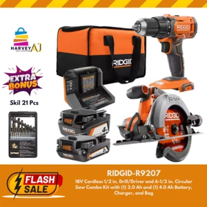 RIDGID 18V Cordless 1/2 in. Drill/Driver and 6-1/2 in. Circular Saw Combo Kit - Picture 1 of 8