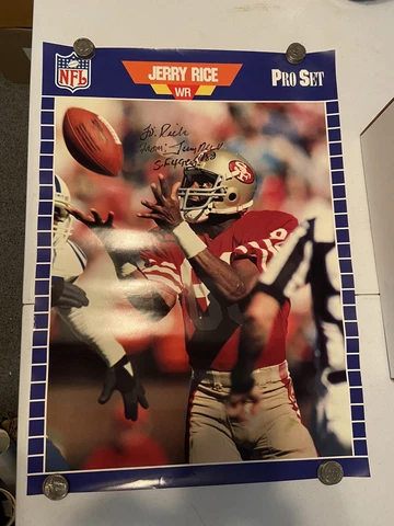 Jerry Rice Signed “Rich” 49ers 1989 ProSet Football Cards Promtional Poster Cover