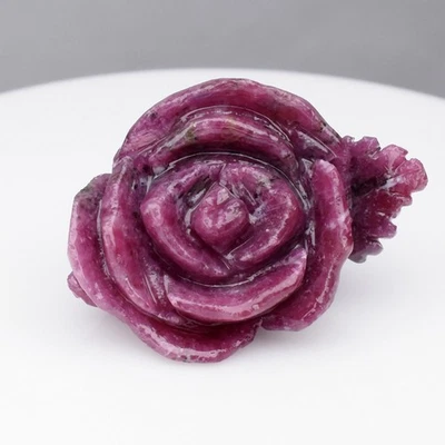 💎 79.25ct Beautiful Rose Carving Natural Purplish Red Ruby - Unheated Tanzania - Image 1 of 4