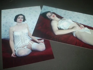 2 original 1980's glamour girl stockings fashion colour photograph 6'inch - Picture 1 of 1