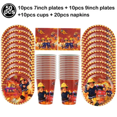 Einweggeschirr Set Feuerwehrauto Party Tafelgeschirr Servietten Tischedecke - Bild 1 von 4