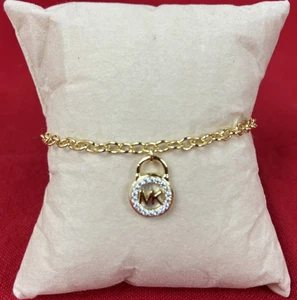 Michael Kors Gold Plated HALO MK PADLOCK Bracelet MKC1604AH710 MSRP $195 - Picture 1 of 8
