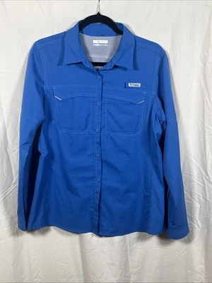 Columbia PFG Mujer Manga Larga Ventilada Abotonada Azul Talla Grande Foto 1 de 4