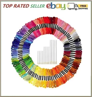 Paxcoo 124 Skeins Embroidery Floss Cross Stitch Thread with Needles - Image 1 of 4