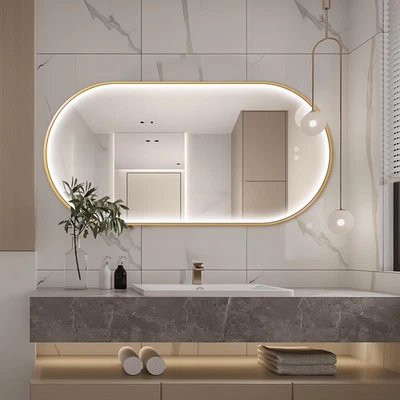 48"x24" Oval Mirror for Bathroom, Gold Metal Framed Lighted Vanity Mirror wit... - Image 1 of 4