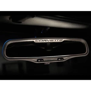 Rear View Mirror Trim Logo for 97-04 Chevy Corvette w/Auto-Dim Mirrors[Brushed] - Picture 1 of 3