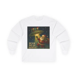Humorous Beam Me Up Santa Unisex Ultra Cotton Long Sleeve Tee - Picture 1 of 19