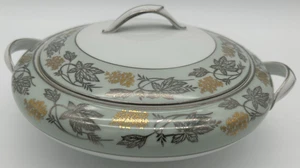 Noritake China Silvine 5487~Soup Tureen~Sleaves with Gold Flowers - Picture 1 of 15