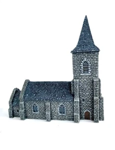 10mm Wargame Buildings - 10mm Church With Spire (UNPAINTED) - Wargame Scenery - Picture 1 of 4