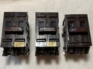 1 each: Wadsworth 60 50 40 Amp Breakers Double pole 240V - Picture 1 of 6