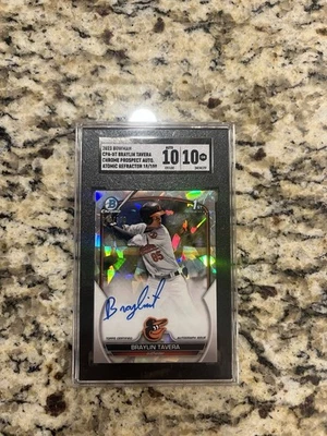 2023 Bowman Chrome Prospect Autographs Braylin Tavera #CPA-BT Atomic /100 - Image 1 of 2