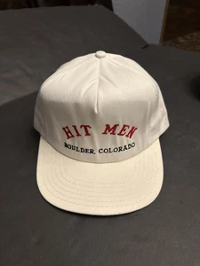 Vintage Hit Men Boulder Colorado Snapback Hat Made in USA White Cap Rare - Picture 1 of 7