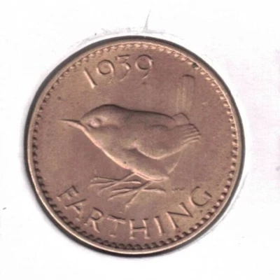 1939 Great Britain Uncirculated One Farthing KGVI & Eurasian Wien on Coin! - Image 1 of 2