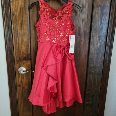 New Girls Red Holiday Dress Sz 7 By Rare Editions Retail $84 - Image 1 of 4