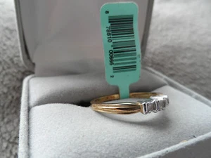 10 KT Yellow and White Gold Ring with 3 Diamonds 0.07 CTTW  () - Picture 1 of 5