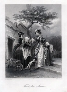 Trost den Armen. Originaler Stahlstich, gestochen von French um 1850 - Bild 1 von 1