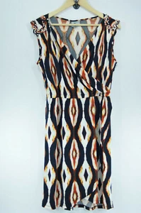 Worthington Stretch Dress Black White & Orange Pullover Sleeveless Knee Length - Picture 1 of 2