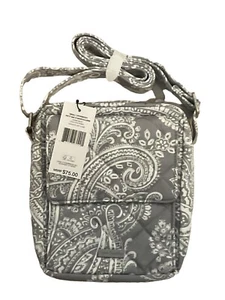 NWT Vera Bradley Small Crossbody Bag Performance Twill Cloud Gray Paisley - Picture 1 of 5